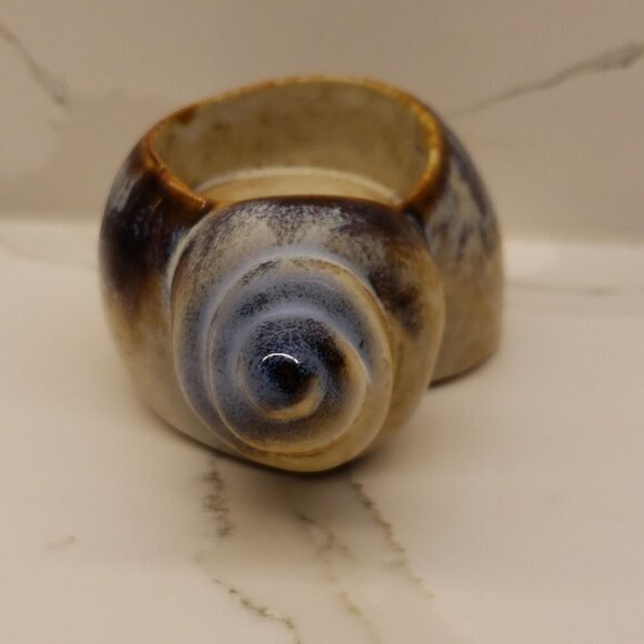 CERAMIC porcelain snail candle  tea light holder neutral tones 4"long - Picture 5 of 8